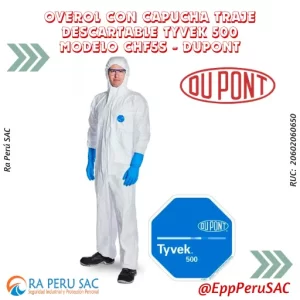 OVEROL CON CAPUCHA TRAJE DESCARTABLE TYVEK 500 MODELO CHF5S - DUPONT